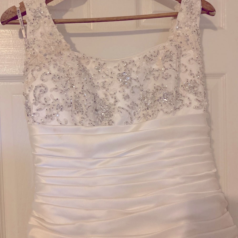 Maggie Sorttero couture wedding dress size 12. White, beaded on top.